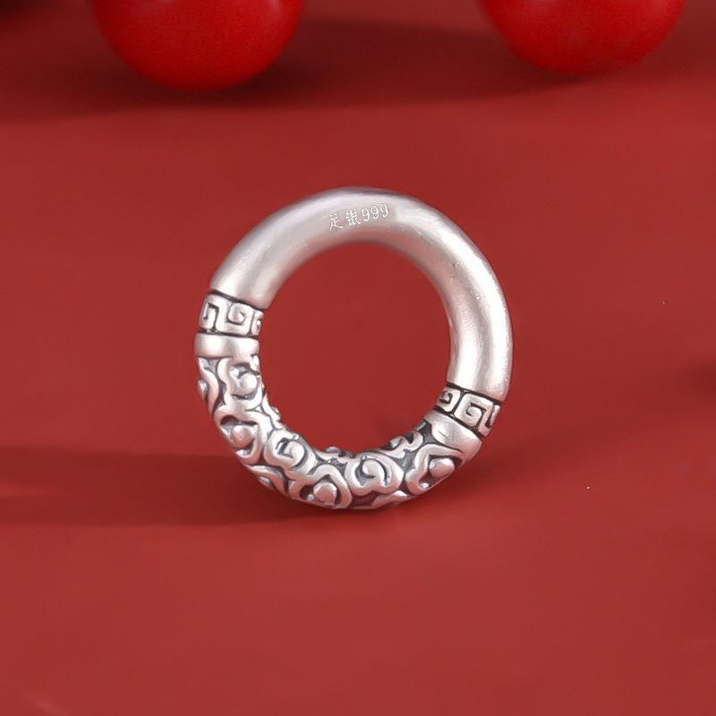 999 Sterling Silver Auspicious Clouds Peace Buckle Beads & Pendants - Chinese Style for DIY Jewelry