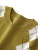 Pure Cashmere Color Block Knitwear with Diamond Pattern