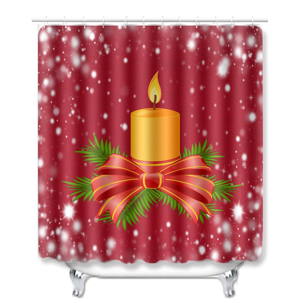 Christmas Shower Curtain Floor Mat Combination Four-Piece Set Bathroom Toilet Carpet Shower Room Mat Foot Mat