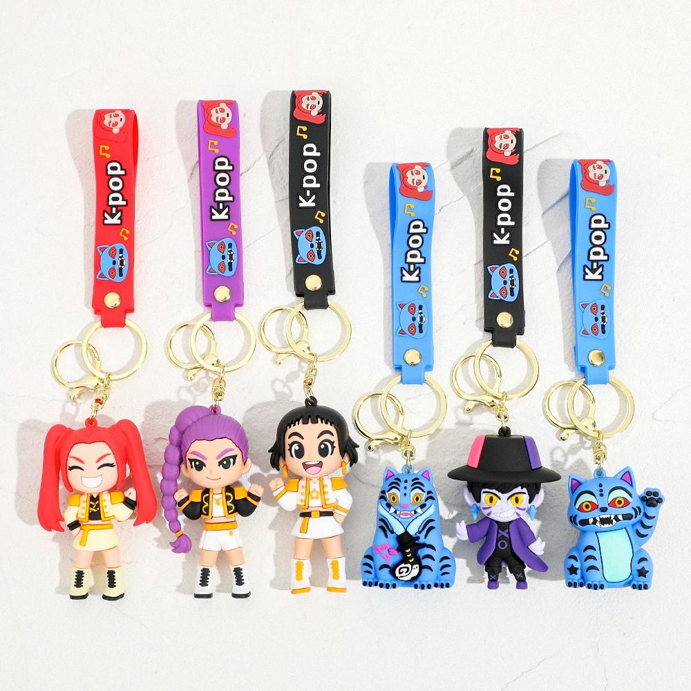 New KPOP Demon Team Keychain, Tiger Character PVC Figure Keychain, Cute Harajuku Style Key Ring for Kids & Fans Halloween