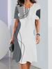 Summer Women's Round Neck Short Sleeve Printed Fashion Loose Midi Dress