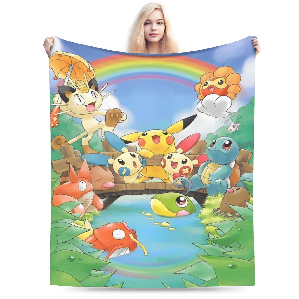 Japanischer Anime Pikachu Einfache Super Warme Decke Pokemon Plüsch Überwurfdecke Neuheit Sofa Stuhl Flanell Bettdecke Bettbezug