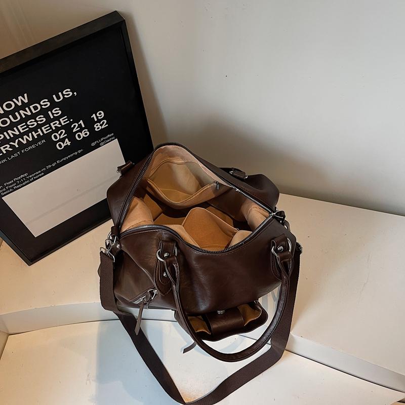 Vintage Large Capacity Bag Commuter Crossbody Bag Women's Shoulder Hand Tote Bag Short Distance Luggage Bag