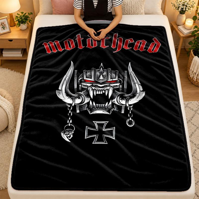 Flannel BlanketMotorhead Warm Soft Throw Blanket for Indoor Sofa Bed Living Room Use