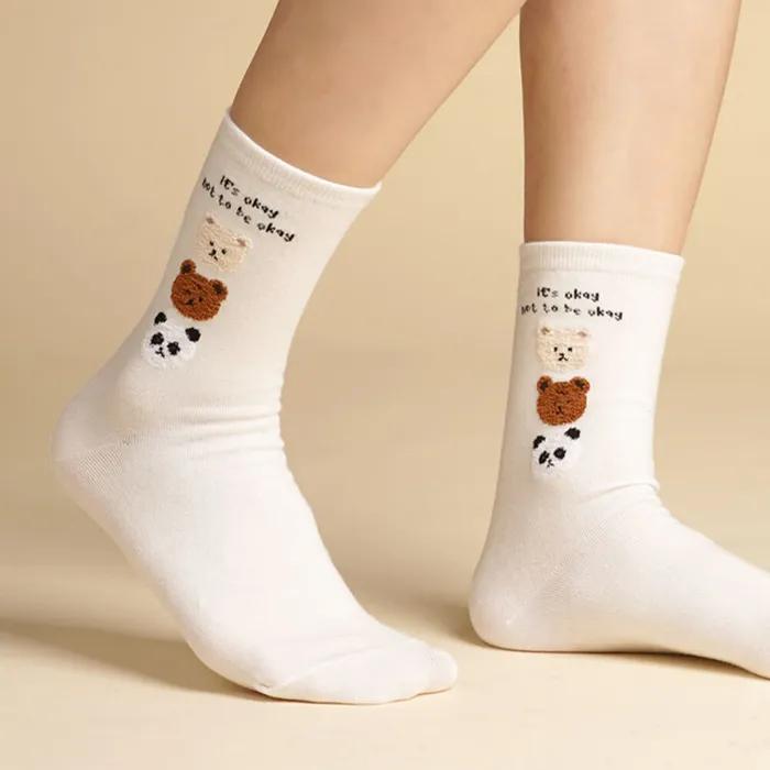 Kiki Yasocks Women's Fashion Socks Fluffy Teddy Bear Friends 5 Colors