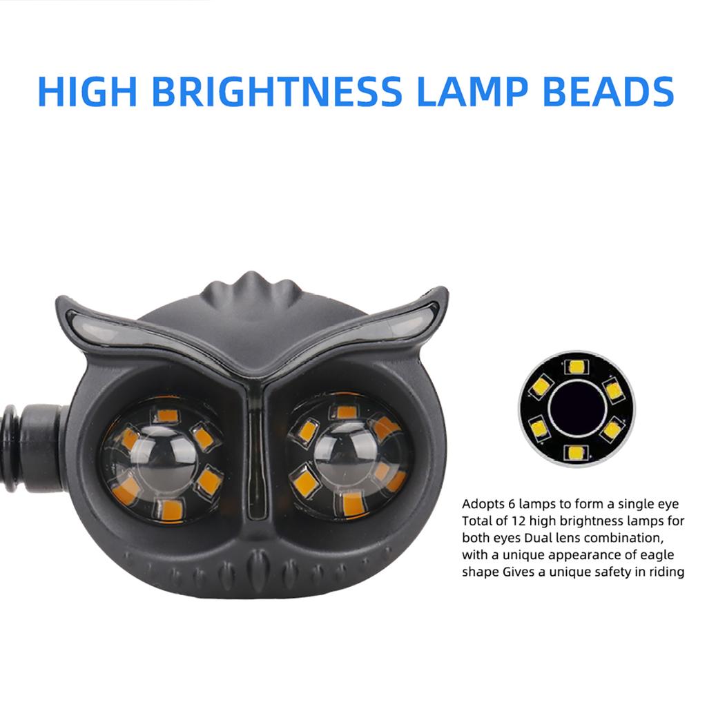 2PCS Owl Style Motorcycle Headlight Turn Signals Light Dual Color Motorcycle Driving Light Headlight Moto Front/Rear Light