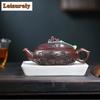 480ml Yixing Purple Clay Teapots Handmade Large Caliber Pot Raw Ore Antique Brass Mud Kettle With Strainer Zisha Tea Set Craft