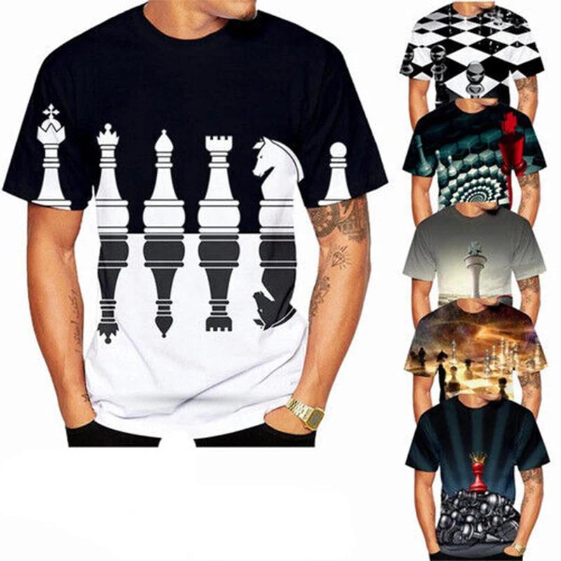 

3D Print Chess Graphic Tshirt Tees Streetwear Womens Mens Short Sleeve Casual Tshirts Summer Oversized Kids Chess Shirt 6XL