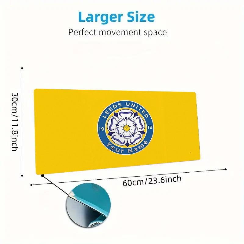 Leeds F2 Custom Name Large Size Mouse Pad Large Gaming Table Cushion Non-slip Laptop Tablet Big Mousepad XXL Mat Mini PC Playmat With Lock Edge