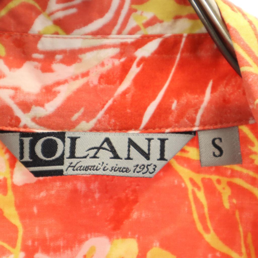 IOLANI 90s Old Leaf Pattern Short sleeve Aloha shirt S Orange series Men's Used