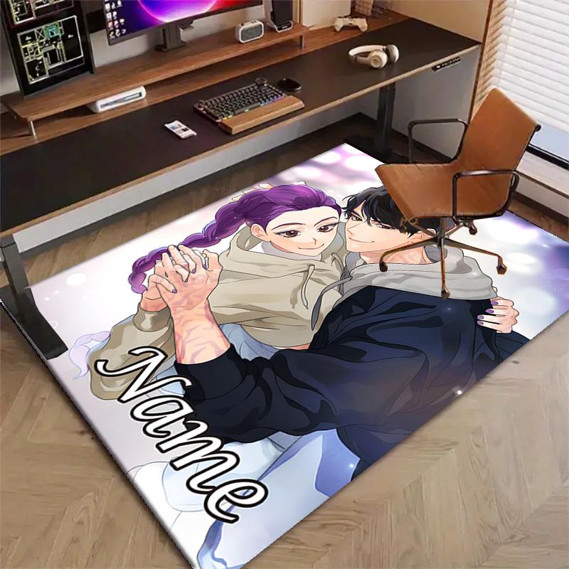 Benutzerdefinierte KPop Dämonenjäger Matte Personalisierter Name, Waschbarer Polyester-Eingangsteppich für den Innenbereich, Geschenk für Weihnachten, Ostern, Thanksgiving Day
