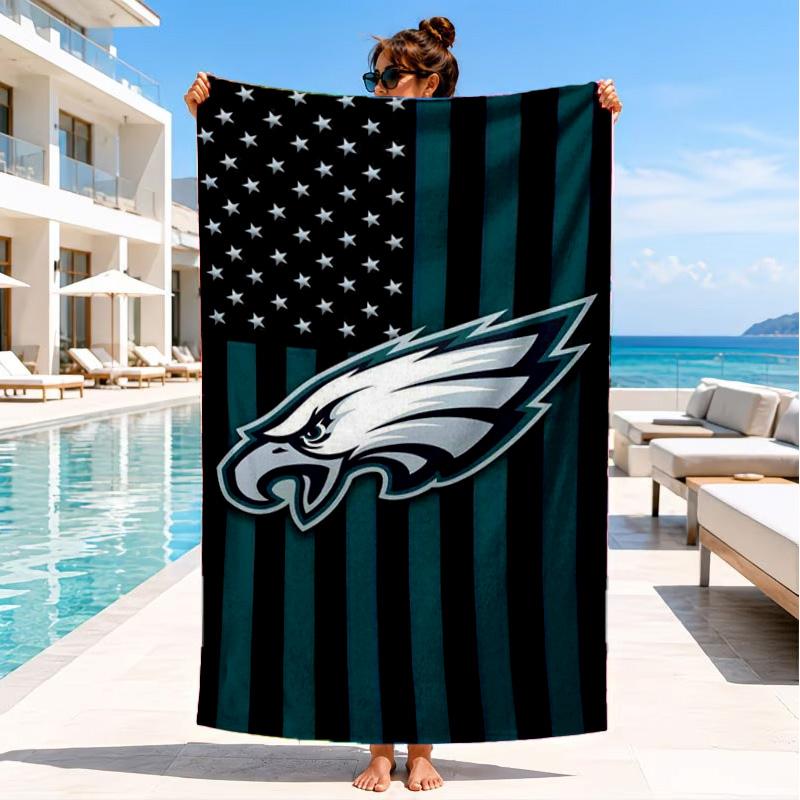 Asciugamano da Spiaggia Philadelphia Eagles, Asciugatura Rapida, Facile da Curare, Adatto Sia per il Fitness che per le Vacanze al Mare, Essenziale per lo Sport