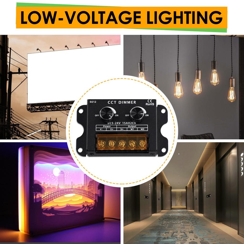 Pmjekiyh LED Controller DC 5-24V 15A Dimmable CCT Dual Color Temperature LED Strip Controller LED Light Box Sign