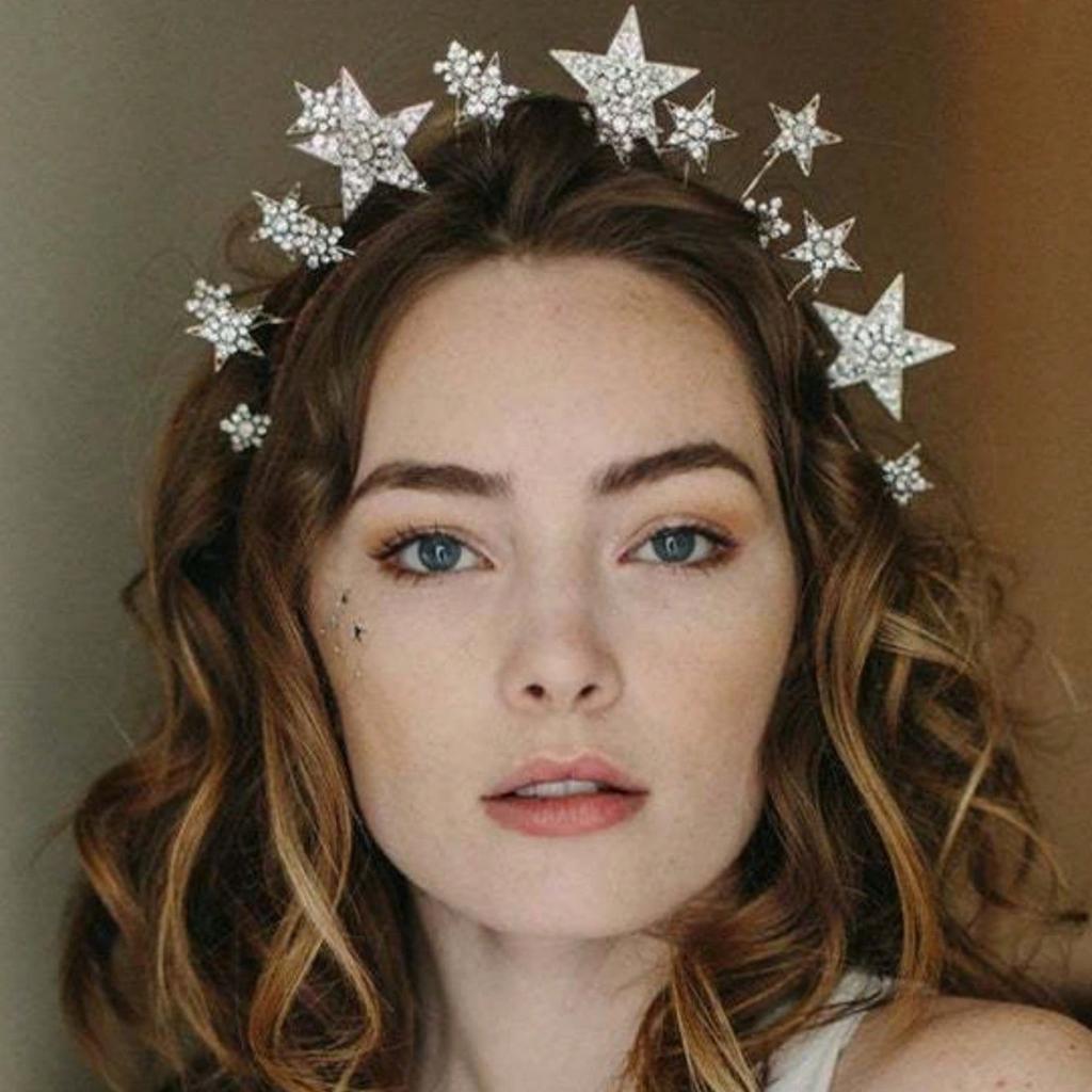 1PC Party Rhinestone, Pearl and Five-pointed Star Hair Hoop. An Exaggerated and Individualistic Hair Accessory for Festivals and
