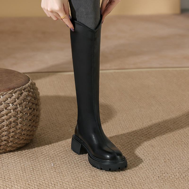 

Белые женские осенне-зимние ботфорты до колена, женские ботильоны на толстой подошве и маленьком каблуке, женские ботильоны на толстом каблуке средней высоты 39