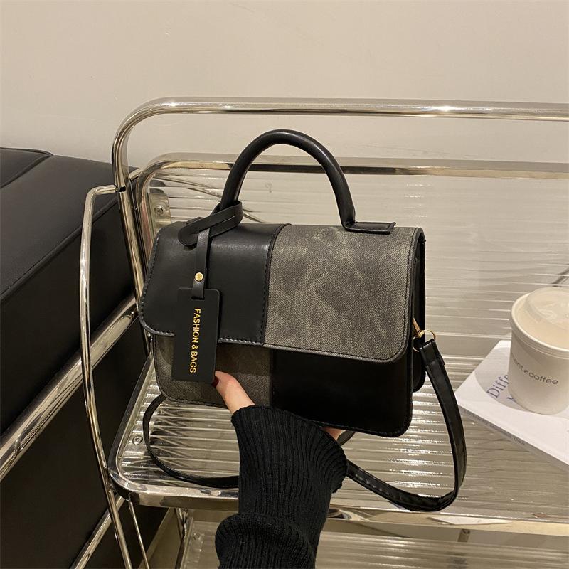 Elegant Women'S Crossbody Shoulder Bag Fashiable Splicing Texture Handbag, Chic Square Small Tote Bag, Woman Daily Phe Pouch