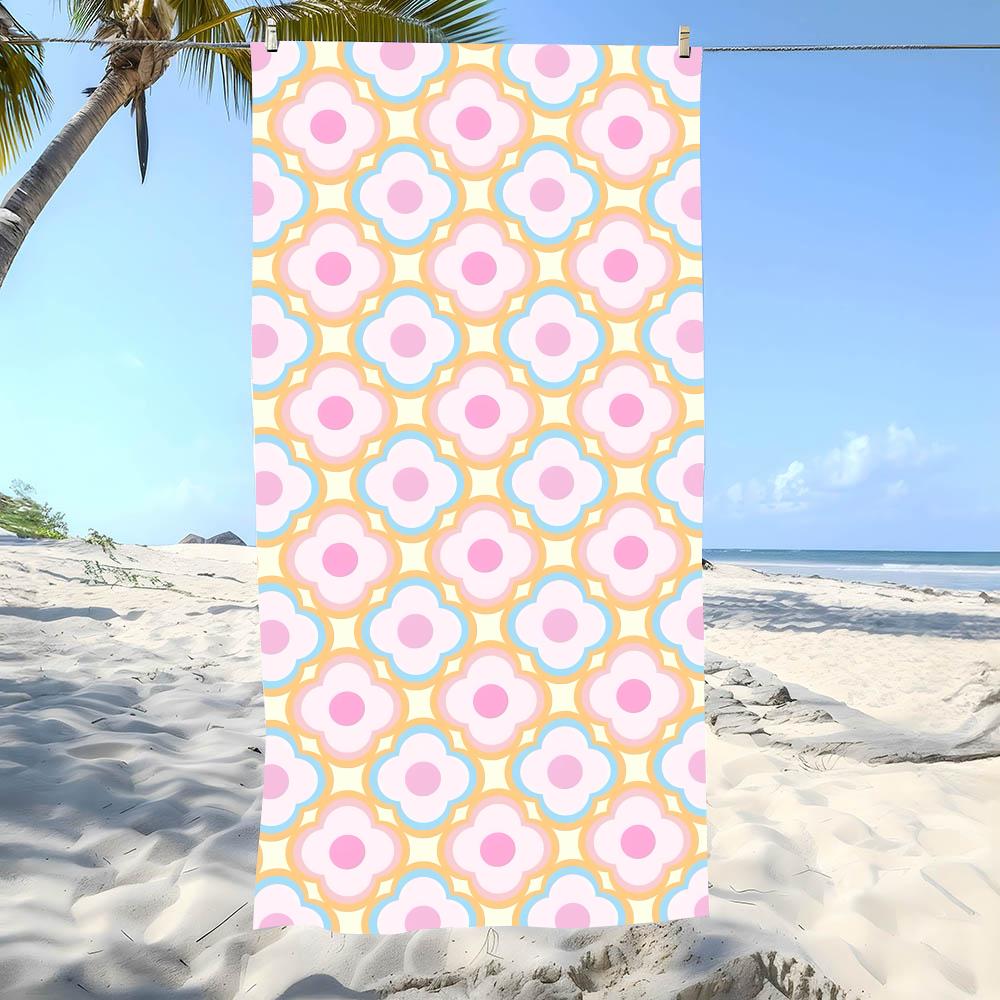 Quatrefoil Pattern Towel Beach Towel Oversized Super Absorbent Soft Swim Beachtowels For Men, Women