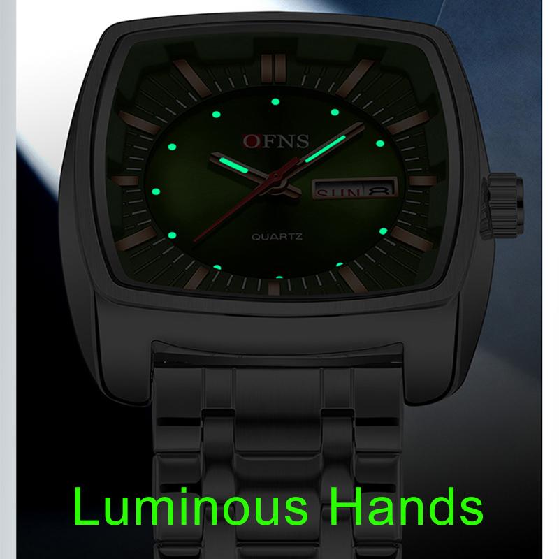Luxury Men Watch Classic Red Green Dial Men's Quartz Wristwatch Sliver Calendar Male Reloj Stainless Steel Man Clock
