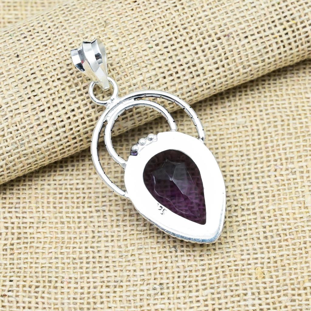 Amethyst Gemstone Handmade 925 Sterling Silver Adorable Pendant For Thanksgiving