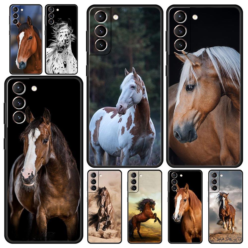 Coque de téléphone Animal Cheval pour Samsung Galaxy S26 S25 S24 S23 S22 S20 S21 FE Ultra S25 Edge Plus 5G Housse Souple en TPU Fundas Capas Sac