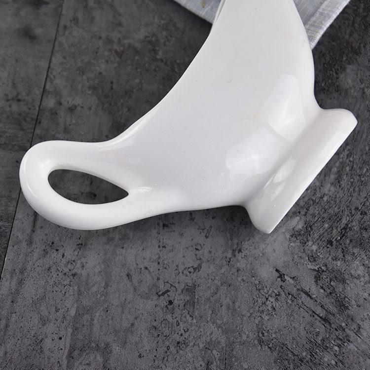 Elegant White Ceramic Sauce Boat - Steak Sauce, Salad Seasoning Dispenser for Restaurants and Hotels