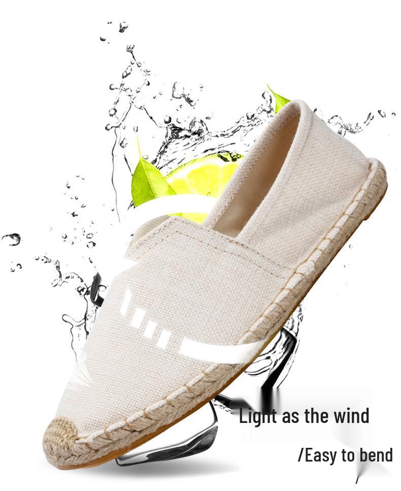 Plus Size Summer Slip-On Espadrilles: Casual Canvas Shoes with Linen Sole & Solid Color Hemp Rope Design