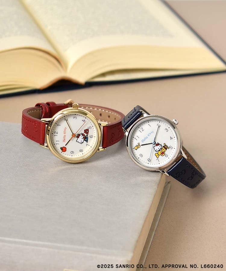 Bleu Bleuet Hello Kitty Ribbon Embossed Watch (Navy)