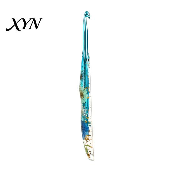 Decorative Crochet Needle Resin Hook for Beginners, Crocheting Lovers, 2.0mm-8.0mm Ergonomic with Long Floral Handle Blankets, Dolls, Shawls,
