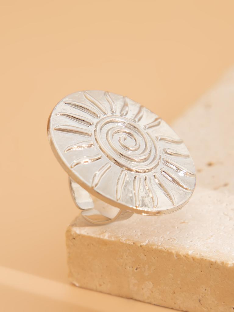 SHIXIN Creative Design Gold Color Large Flower Open Ring for Women Exaggerated Geometric Chunky Adjustable Ring New Year Jewelry