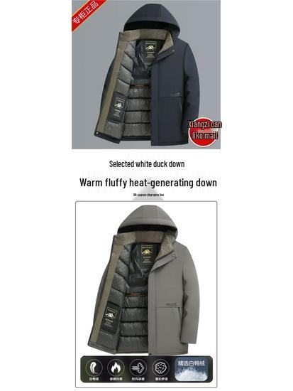 Men's Winter 2025 Clearance: Mid-Length Thickened Down Jacket for Cold Protection - Dad's New Style