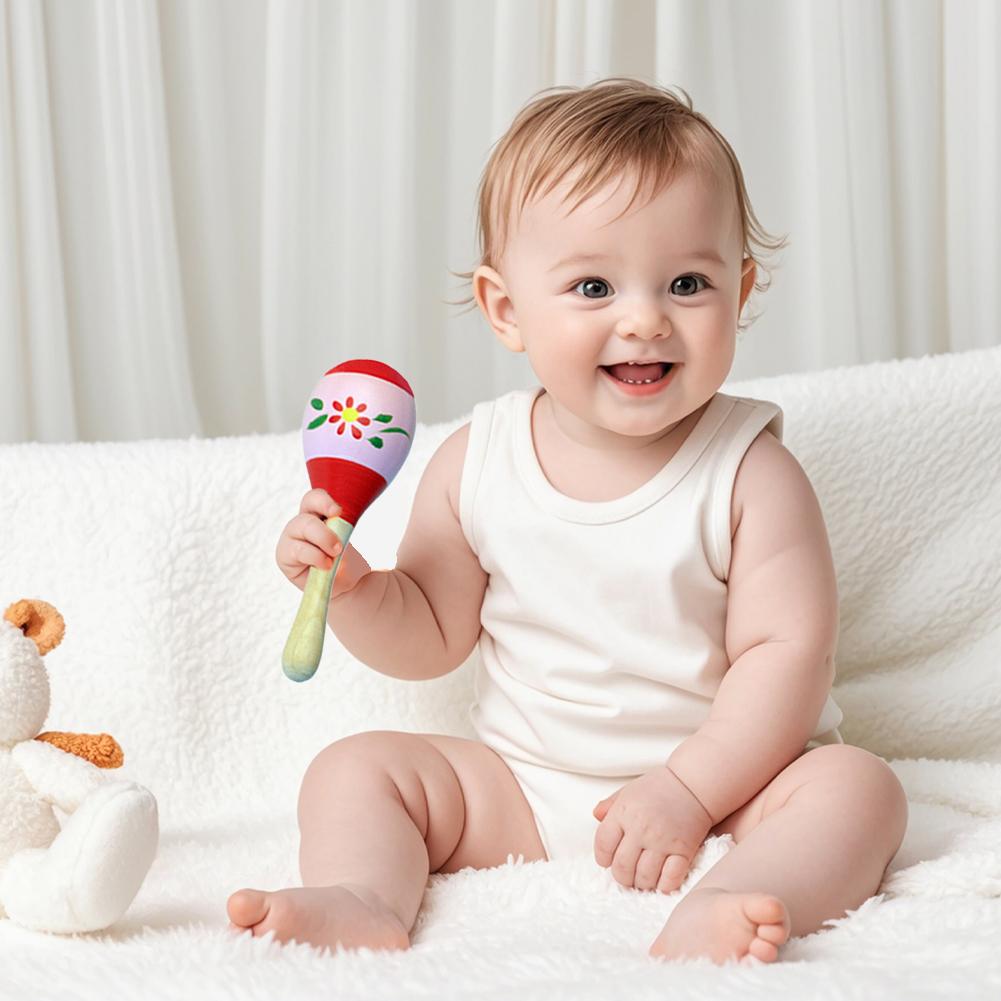 Holzmaracas Musikinstrument Spielzeug Bunte Cartoon Rasseln Sand Baby Spielzeug Hammer Übungsmaraca Kleinkind Spiel Hören C3W2