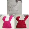 Dopamine Bunny Eared Knitted Hat For Women Winter Warmth Cute Animal Style