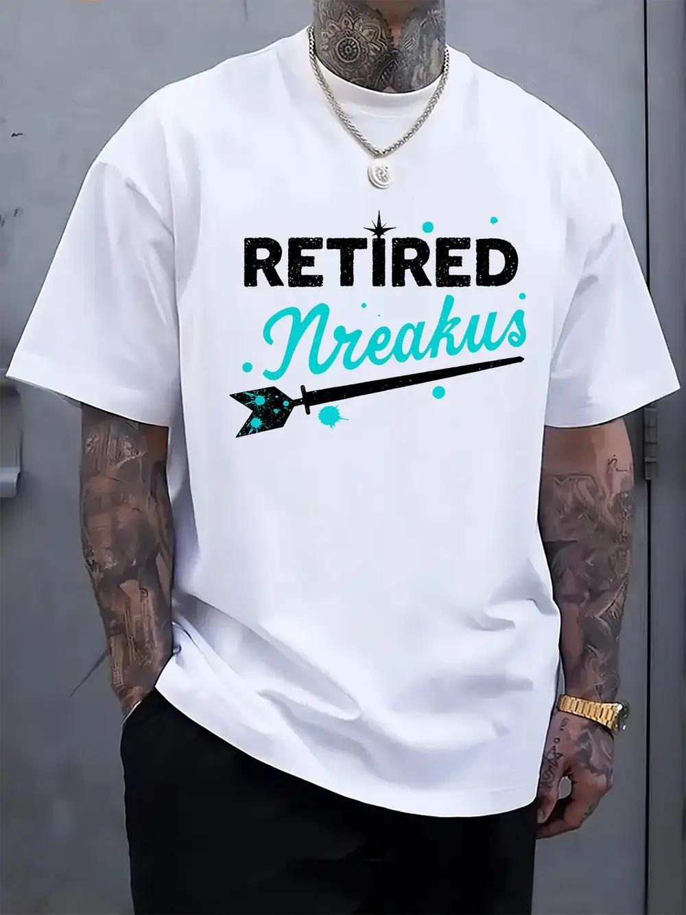 

Round Neck Short Sleeve T-shirt with Retired Warrior Print S