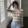 Women's Cardigan Stripe Slim Casual Sweet Single Breasted