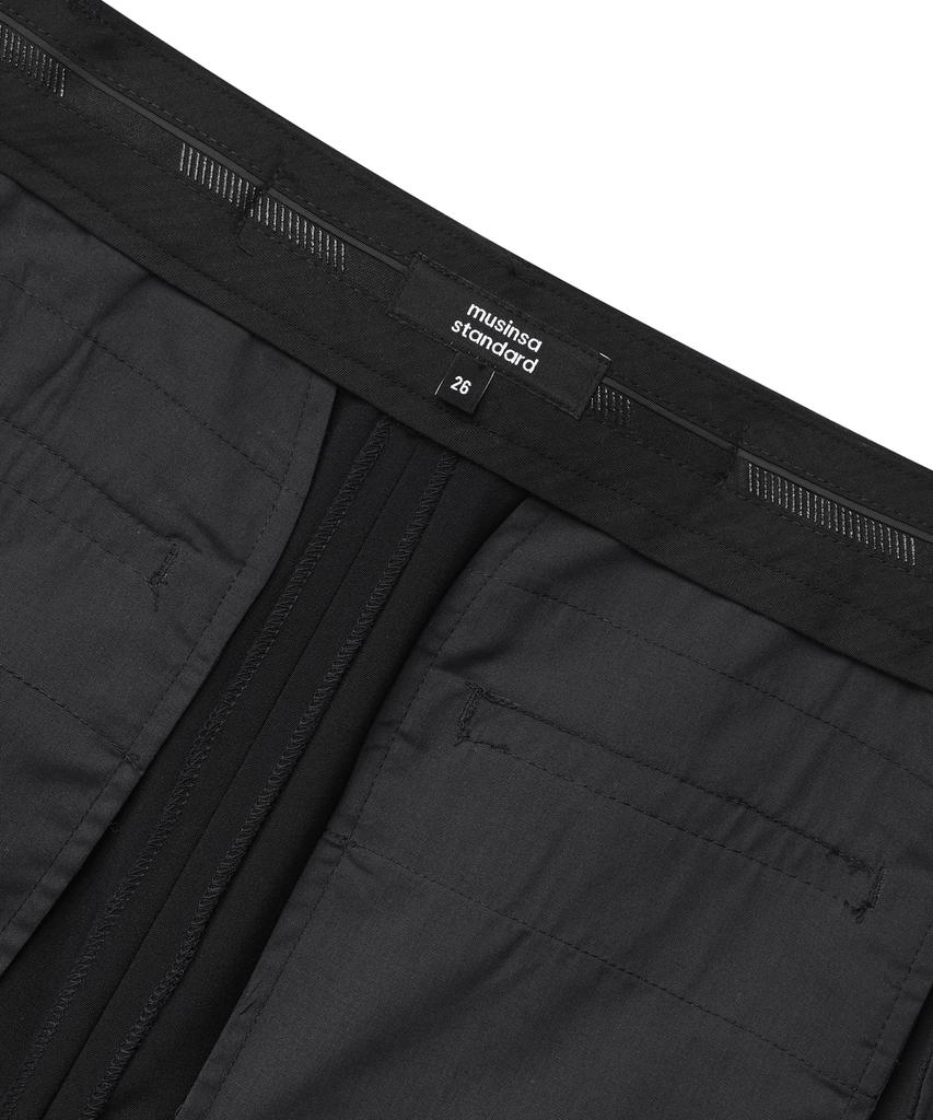 MUSINSA STANDARD WOMAN Women'S Lightweight Straight Hidden Banding Slacks [Black]