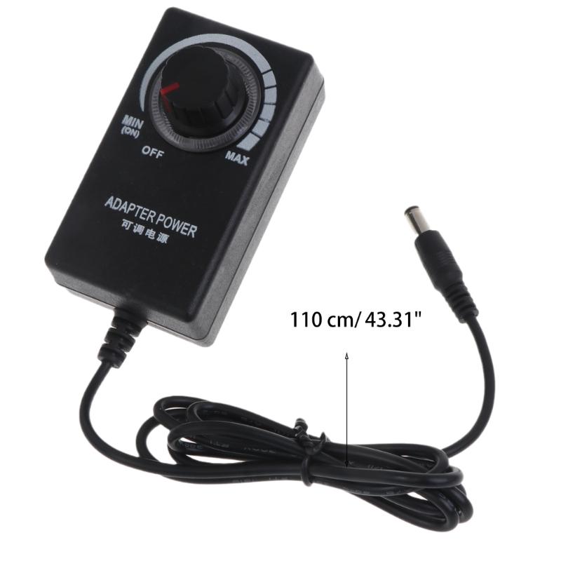 AC To for DC Adapter Converter 3-12V 2A 5.5x2.1mm Adjustable Power Supply Motor Speed Controller with US Plug