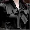 Lunar Berry 3803 Long Sleeve Satin Blouse with Ribbon Perfect for Office Features a ribbon tucked and a simple (M, Black) - Tie, Wear. collar, hem,
