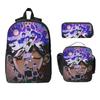 3 Stück Omori Lustige Videospiele Rucksack Set für Kinder Federmäppchen Schultaschen Sets mit Brotdose Für Schulkinder Tagesrucksack