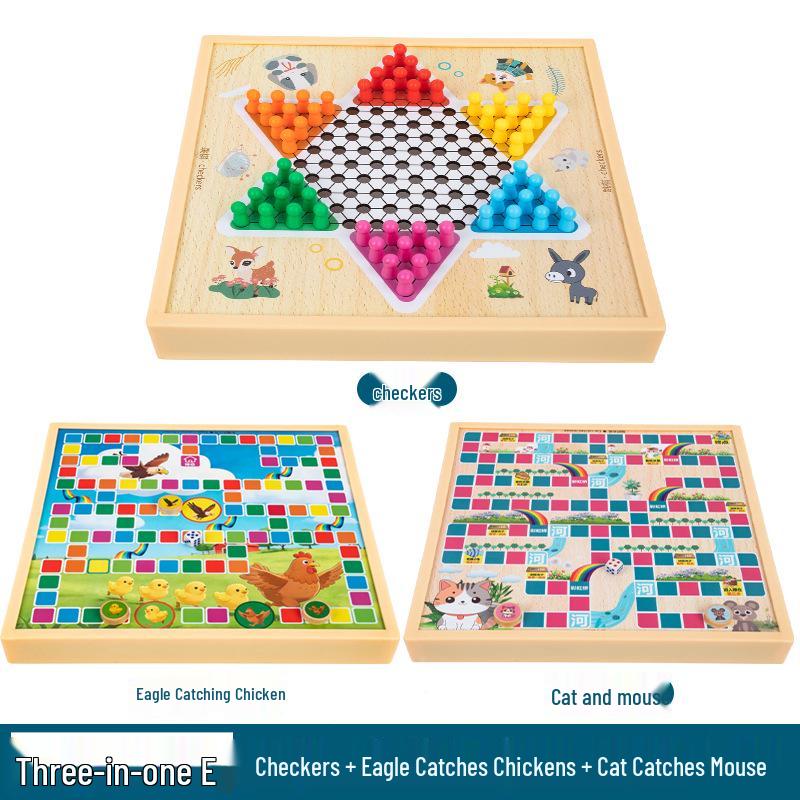 Multi-Board Game Set: Go-Moku, Checkers, Chinese Checkers, Chess, Animal Chess, Army Chess – Parent-Child Educational Toy