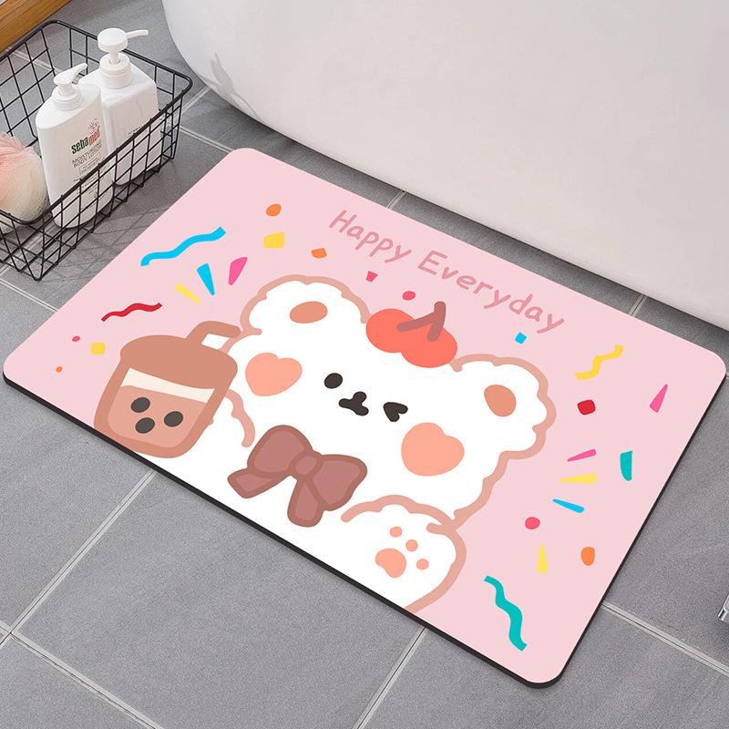 

Мультяшный быстросохнущий впитывающий коврик для кухни, коврик для двери в ванную, нескользящий противообрастающий коврик для двери туалета, мультяшный ковер 40x60cm