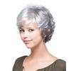Perruque Courte Bouclée pour Femme, Cheveux Synthétiques Argentés pour Dames Âgées