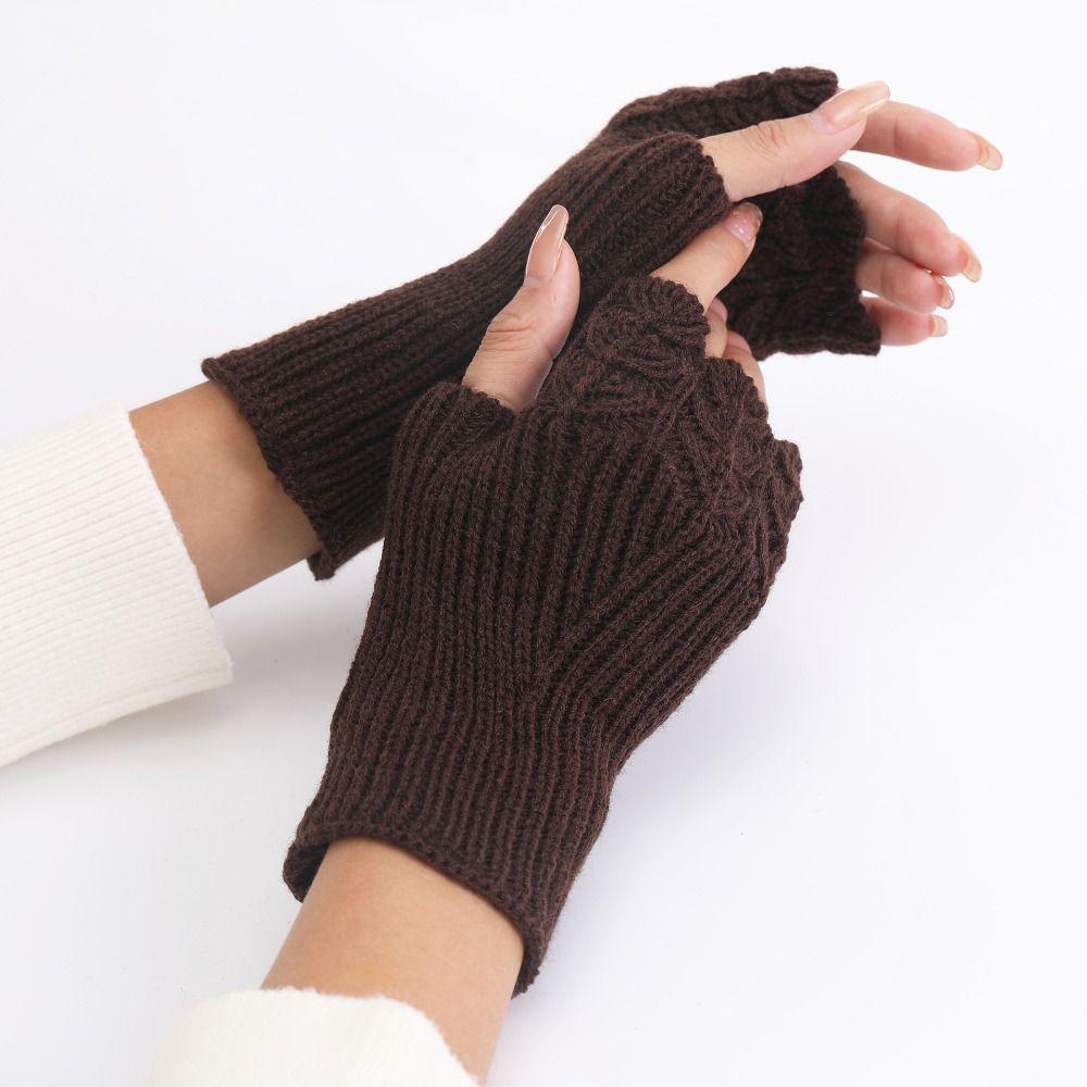 Hollow Out Knitted Gloves Vintage Fingerless Gloves All-Match Winter Wool Gloves  Autumn