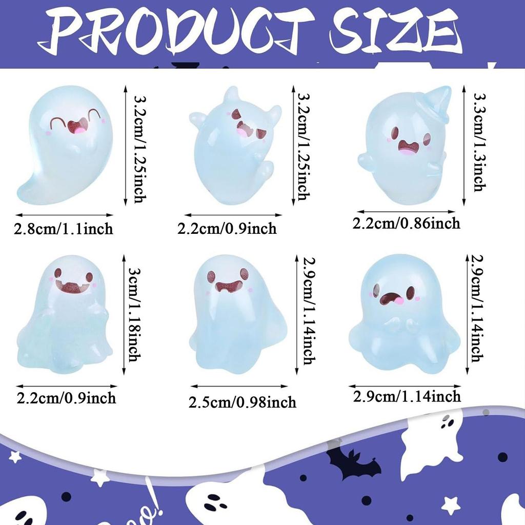 Miniature Ghost Figurines Luminous Resin Figures Small Ghost Garden Decor Holiday Atmosphere Props For Bedroom Living Room