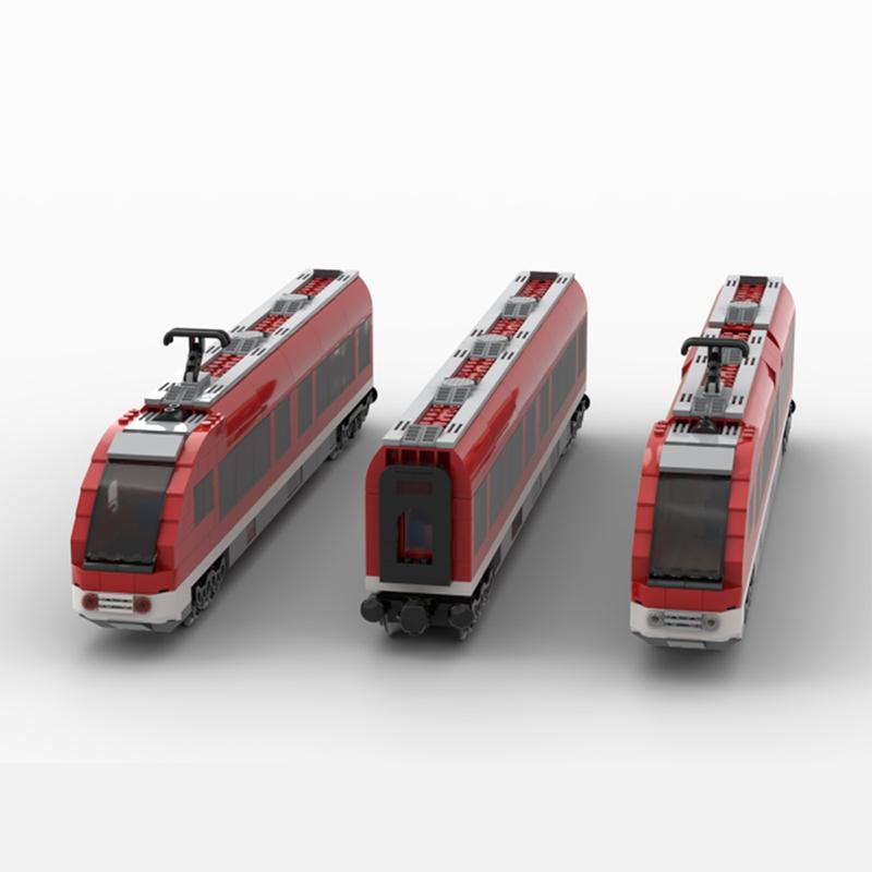 992PCS MOC Double Passenger Train Modular Building Blocks DIY Railway Model Creative Assembly Birthday Toy Gift for Kids