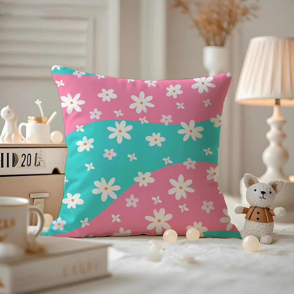 Romantisches Gänseblümchen-Frühlingskissenbezugmuster Bedruckter Kissenbezug für Wohnzimmersofa Kissenbezug & Schlafzimmerdeko