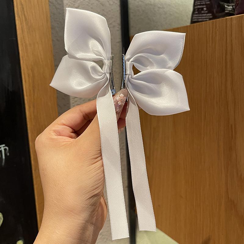 2 Peças Preto Branco Fita Presilhas de Cabelo Vintage Laço Lateral Grampo de Cabelo Fofo Menina Presilhas Acessórios de Cabelo para Mulheres