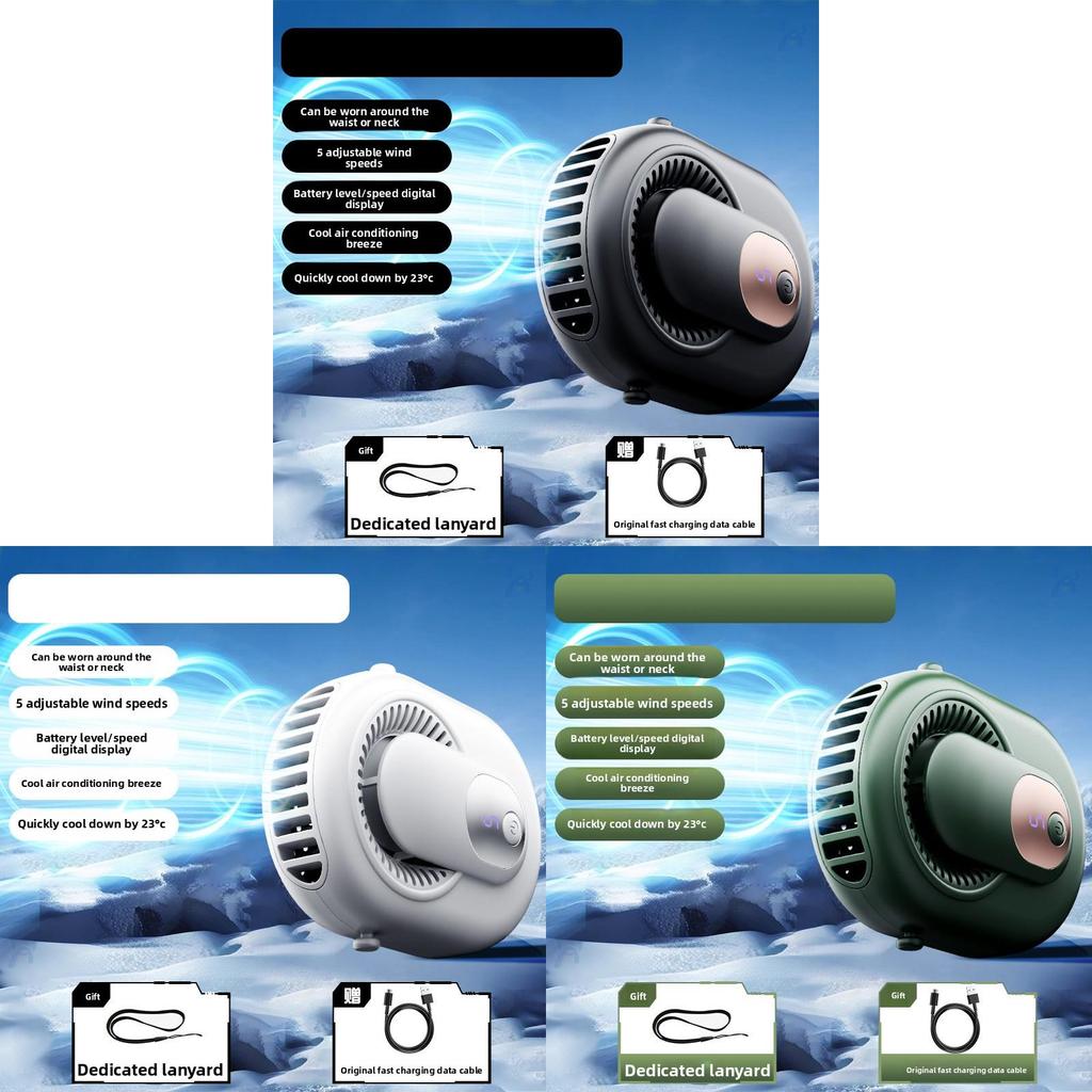Portable Neck Fan Rechargeable With 5 Speed Levels Personal Cooling For Summer Outdoor Work