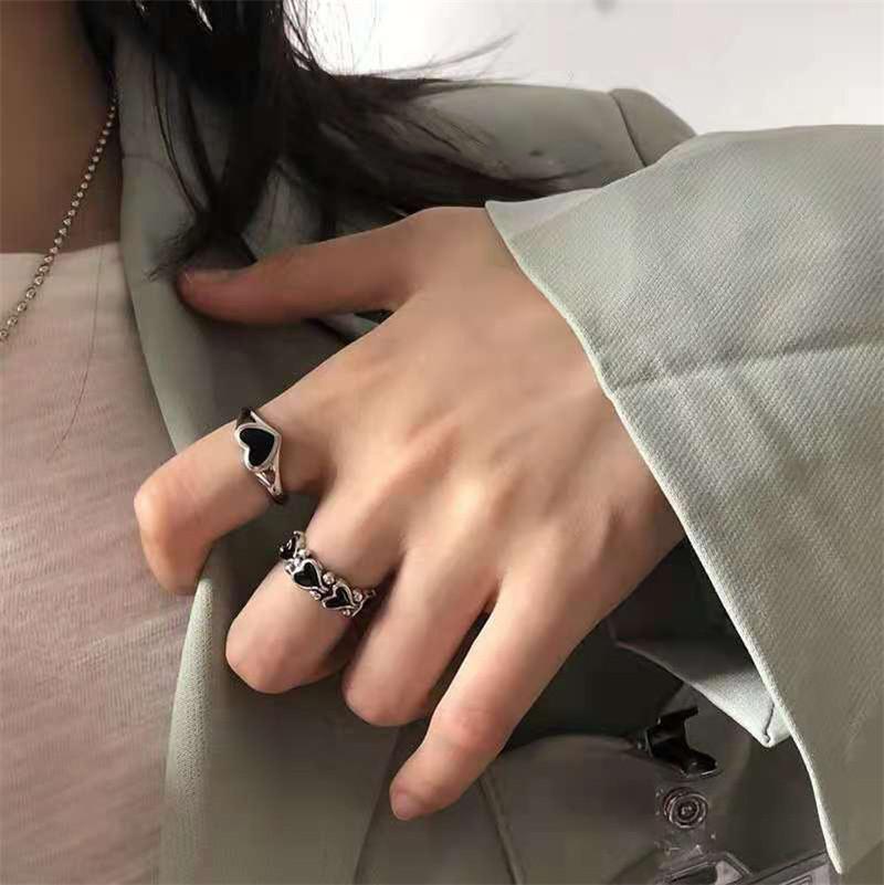 

Color Irregular Hollow Double Line Geometric Set Ring Female Simple Unique Design Fashion Adjustable Jewelry Gift