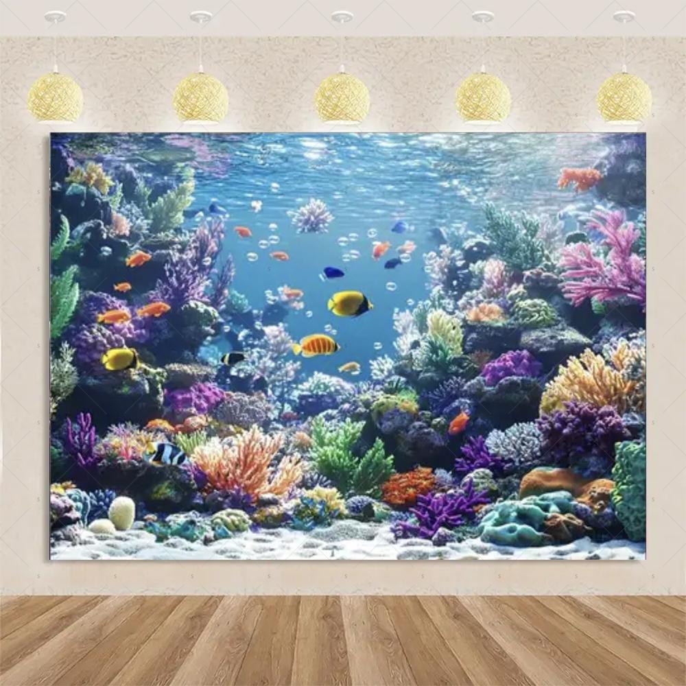 Marine Life Exploration Ocean Theme Series Birthday Party Decoration Background Cloth Gift Underwater Banner Photography Studio