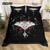 Capa de edredom borboleta e mariposa da morte, capa de edredom, caveira gótica, flor, estrela, céu, lua, conjunto de cama, poliéster, boho, exótico, preto, capa de edredom